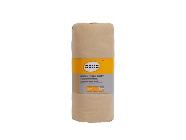 Sengetøy/topp-laken Okko 603, beige, 140/160x200 cm, med elastisk kant