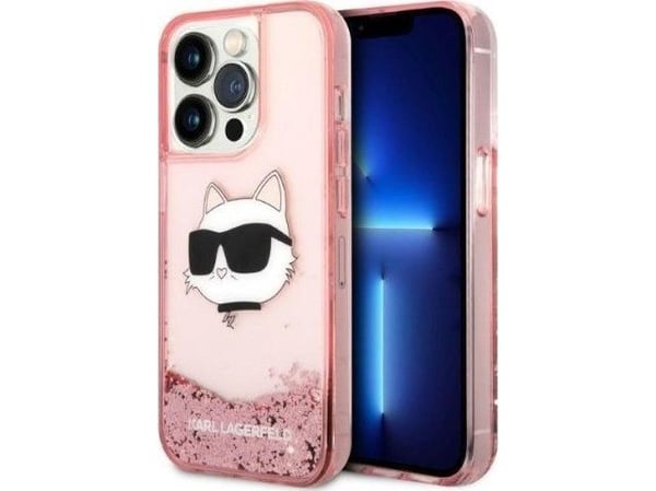 Karl Lagerfeld KLHCP14XLNCHCP deksel til Apple iPhone 14 Pro Max 6,7" rosa hardt deksel Glitter Choupette Head