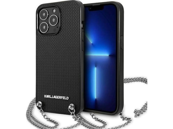 Karl Lagerfeld läder texturerat och kedje-skal till iPhone 13 Pro Max 6.7" - Svart Karl Lagerfeld läder texturerat och kedje-skal till iPhone 13 Pro Max 6.7" - Svart