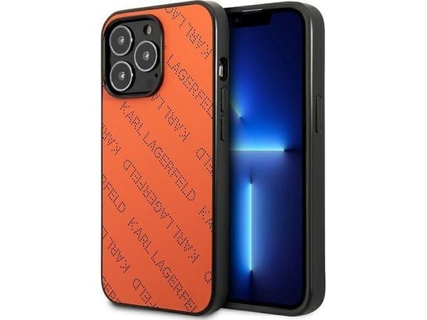Karl Lagerfeld KLHCP13XPTLO iPhone 13 Pro Max 6.7" kovakotelo oranssi/oranssi rei'itetty Allover helmiäinen