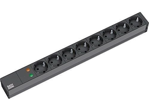 Bachmann IT PDU Basic - pistorasia (rack-versio) - AC 230 V - tulo: CEE 7/7 - lähtöliittimet: 8 (CEE 7/3) - 1U - 19" - 2 m johto - musta - musta