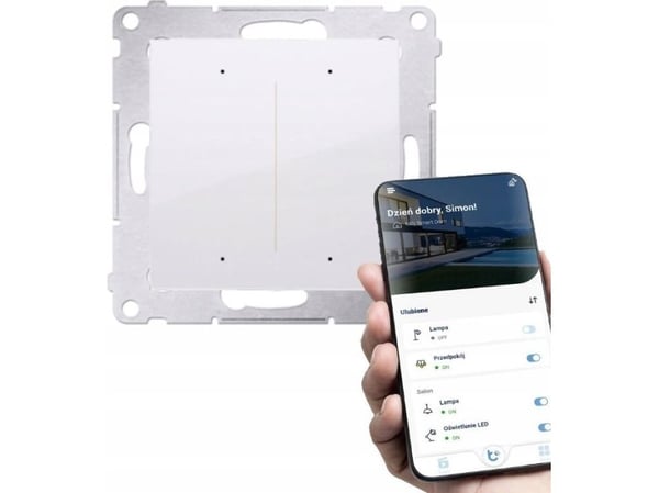 Simon 54 GO Valaistuksen painikeohjain - 2 ulostuloa 5A, ohjataan WiFi 230V (moduuli) valkoinen DEW2W.01/11