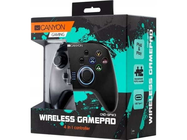 Canyon Gaming GP-W3 - Håndkonsoll - 16 knapper - trådløs - svart - for PC, Sony PlayStation 3, Nintendo Switch, Android