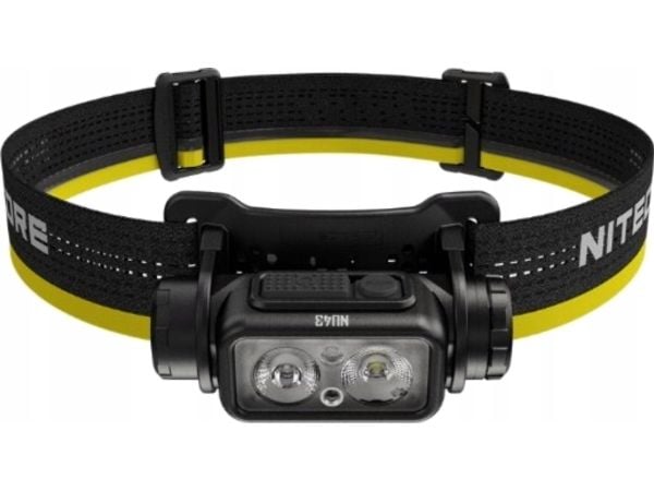 Nitecore NU43, Hodebåndslommelykt, Sort, Gult, Aluminium, Knapper, 2 m, 2 m