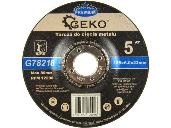 GEKO PREMIUM metalslipeskive 125x6 Inox (5/25/100)