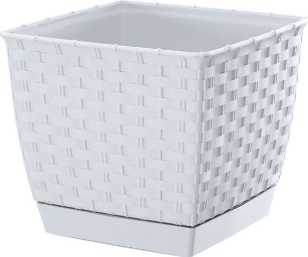 Prosperplast kvadratisk blomsterpotte RATOLLA SQUARE DRLK220-S449, hvit, 21x21x19 cm