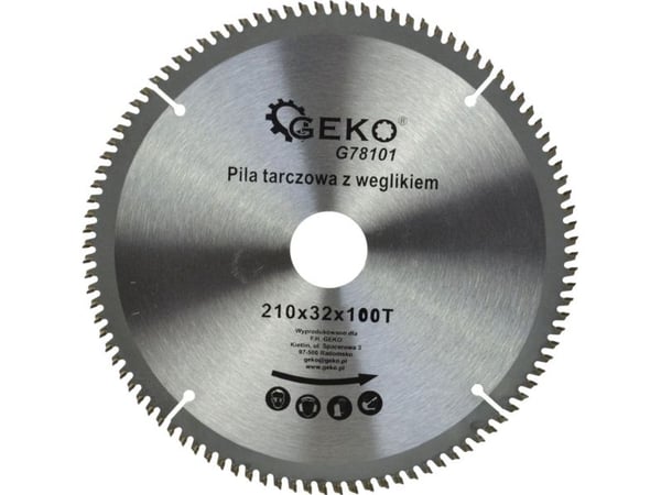 Geko kappeskive for aluminium med hardmetall 210 mm x 100 T x 32 mm + reduksjonsett (25/50)