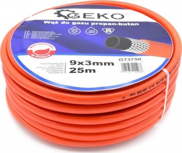 Geko WĄŻ DO GAZU PROPAN-BUTAN 9X3MM 25MB PL (1) G73750 GEKO G73750 GEKO