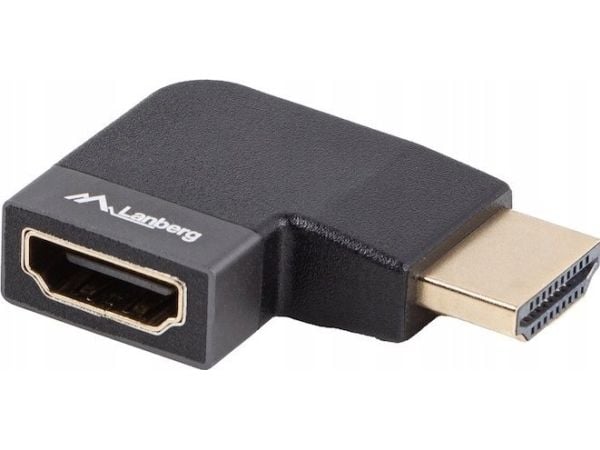 Lanberg - HDMI-adapter - HDMI hann til HDMI hunn høyrevinklet - sølv - støtte for 8K UHD (7680 x 4320)