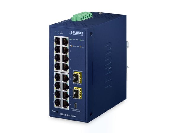 PLANET IP30 Industrial L2/L4 16-Port, Hallittu, L2/L4, Gigabit Ethernet (10/100/1000), Täysin kaksipuolinen, Seinäkiinnitteinen
