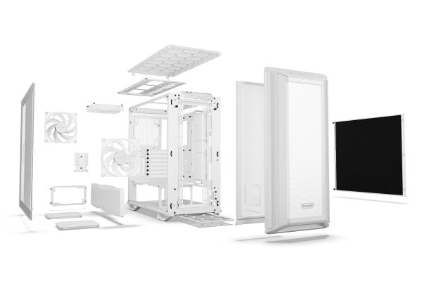 be quiet! Dark Base 701 - Midi-tårn - utvidet ATX (E-ATX) - sidepanel med vindu (herdet glass) - ingen strømforsyning (ATX / PS/2) - hvit - USB/lyd