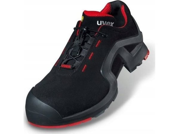 Uvex 85162, Unisex, Voksen, Vernesko, Sort, Rød, ESD, S3, SRC, Hurtigsnører