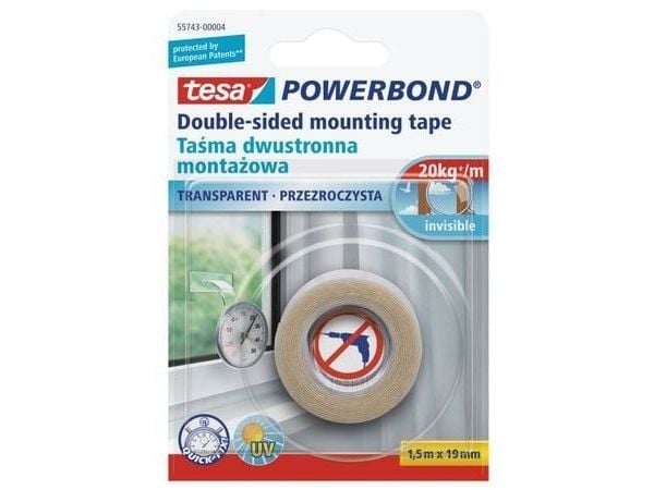 Tesa monteringsbånd transparent 1,5 m x 19 mm (H5574304)