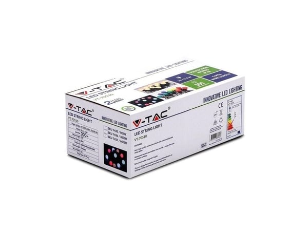 V-tac 10x0,5W lyspærer i girlander, 3000K, 5 m
