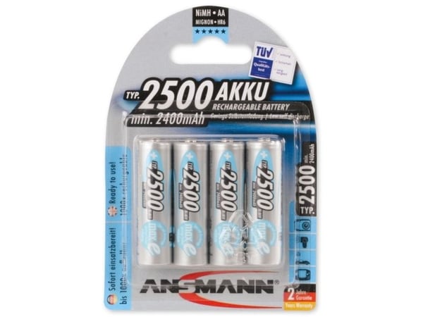 ANSMANN - Batteri 4 x AA type - NiMH - (oppladbart) - 2500 mAh