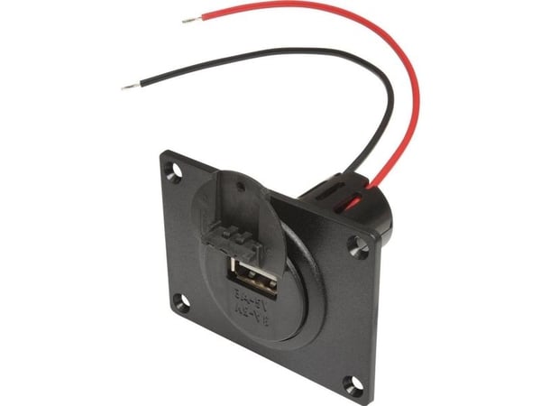 Pistorasia uppoasennus, puristusholkki, levy, kansi ProCar Power USB Einbausteckdose EV mit Montageplatte und Deckel 12 V til 5 V, 24 V til 5 V 3 A...