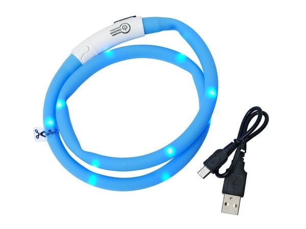 Dogman Blinkende LED-halsbånd blått 20-65 cm