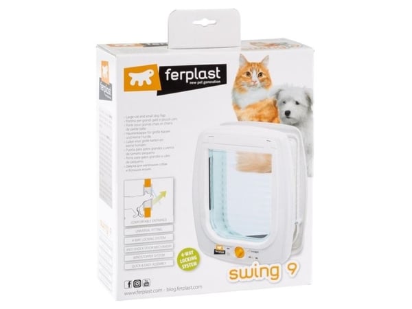 FERPLAST Swing 9 - Dør til mellemstore hunde og store katte, hvid