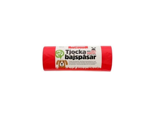 DOGMAN Tykke bæsjposer med knytehåndtak 50-poser Rød
