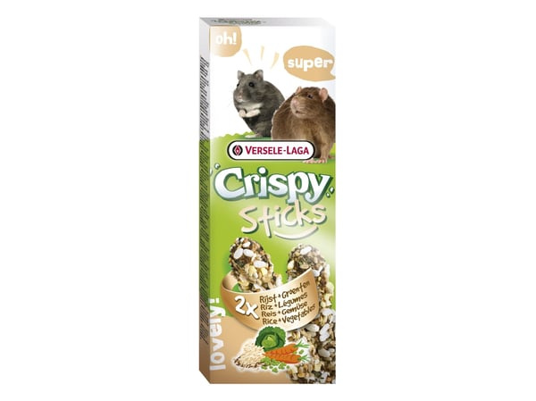 Versele-Laga Sticks Hamsters-Rats Rice & Vegetables, Matbit, 110 g, Guinea gris, Hamster, Mus, Vitamin D3, Vitamin E, Cereals (1.5%, roasted rice),...