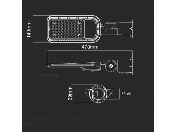 V-TAC LED-gatelysarmatur V-TAC SAMSUNG CHIP med adapter 50W 120lm/W VT-59ST 6500K 5000lm 5 års garanti