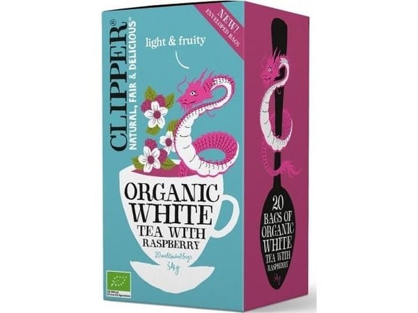 Clipper Hvit te med bringebær BIO 34 g (20 x 1,7 g)