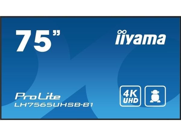 iiyama ProLite LH7565UHSB-B1 - 75" Diagonalklasse (74.5" synlig) LED-bakgrunnsbelyst LCD-skjerm - intelligent skilting - Android - 4K UHD (2160p) 3...