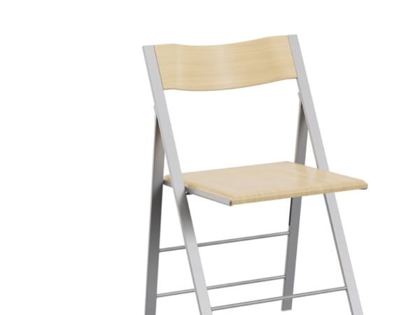 Klapstol Mini ask finér med alugrå stoleben, 2-pak