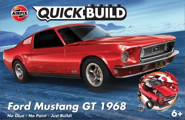 Airfix J6035, Military car model, Kokoamispakkaus, Ford Mustang GT 1968, Ei sukupuolirajoitusta, 6 vuosi/vuosia, Punainen