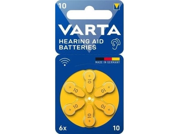 Varta 10, Engangsbatteri, PR70, Zink-luft, 1,45 V, 6 stykker, Hg (kvikksølv)
