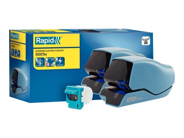 Rapid Supreme 5025e - Elektrisk häftapparat - kraftig - 25 ark / 2.5 mm - plast, metall - blå