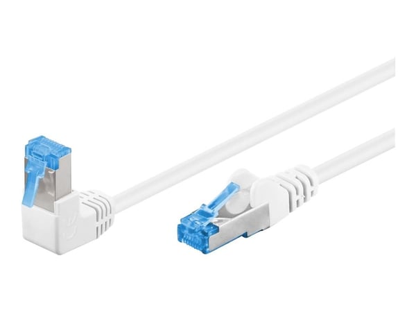 goobay - Koblingskabel - RJ-45 (hann) vinklet til RJ-45 (hann) rett - 50 cm - 6 mm - SFTP, PiMF - CAT 6a - halogenfri, rund, flertrådet - hvit