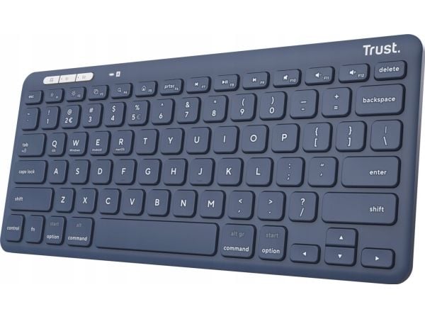 Trust Lyra Compact Wireless - Tastatur - trådløs - USB, 2.4 GHz, Bluetooth 5.0 - QWERTY - USA - tastsvitsj: Scissor-Key - blå