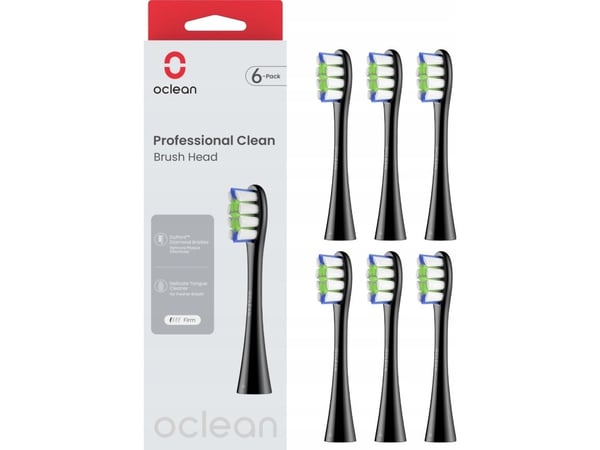 Oclean Professional Clean sett med 6 svarte børstehoder Oclean Professional Clean sett med 6 svarte børstehoder