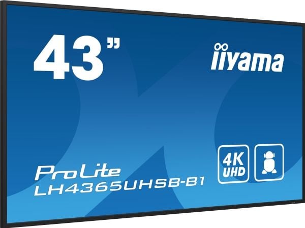 iiyama ProLite LH4365UHSB-B1 - 43" Diagonalklasse (42.5" synlig) LED-bakgrunnsbelyst LCD-skjerm - intelligent skilting - Android - 4K UHD (2160p) 3...