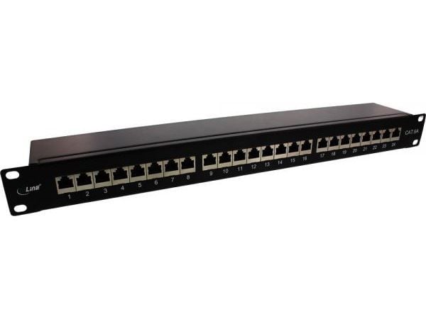 InLine 76824S, RJ45, Cat6a, Musta, Telinekiinnitys, 1U