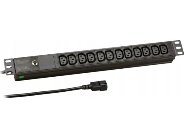 EFB Elektronik EK631CC.1, 1U, Aluminium, Termoplast, Sort, 12 AC-utganger, C13 kopling, C14 kopling