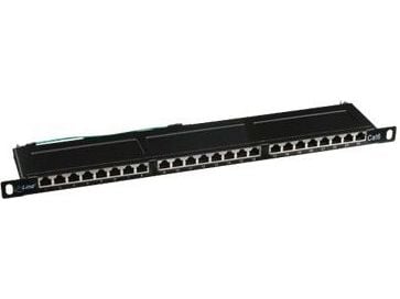 InLine 76224B, Cat6, Musta, Telinekiinnitys, 0.5U