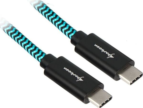 Sharkoon - USB-kabel - USB-C (hann) til USB-type A (hann) - USB 3.1 - 1 m - svart, lys blå