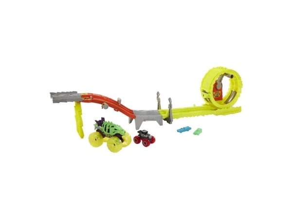 Hot Wheels Monster Trucks CHARGE & CHASE CHALLENGE, Monster truck ja ratasetti, 4 vuosi/vuosia, Muovi, Metalli, Monivärinen
