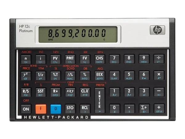 HP 12c Platinum - Finansiell kalkulator - batteri - sølv, karbonitt