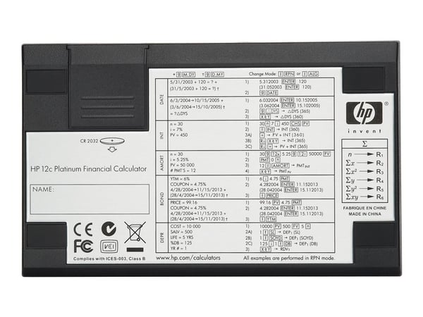 HP 12c Platinum - Finansiell kalkulator - batteri - sølv, karbonitt