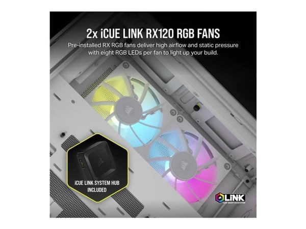 CORSAIR iCUE LINK 2500X RGB - Mid tower - micro ATX - sidepanel med vindu (herdet glass) - ingen strømforsyning (ATX) - hvit - USB/lyd