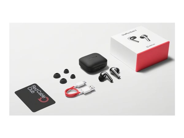 OnePlus Buds 3 - True wireless-hodetelefoner med mikrofon - i øret - Bluetooth - aktiv støydemping - metallgrå