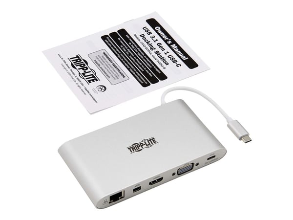 Eaton Tripp Lite Series USB C Docking Station 4K USB Hub USB 3.1 Gen 1 w/ USB-A, HDMI, VGA, mDP, Gigabit Ethernet, Mem Card, 3.5 mm & USB-C Charge ...