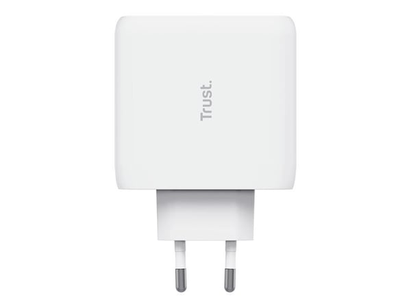 Trust Maxo - Strømadapter - 65 watt - 3 A - PD 3.0 - 2 utgangskontakter (USB-C) - hvit
