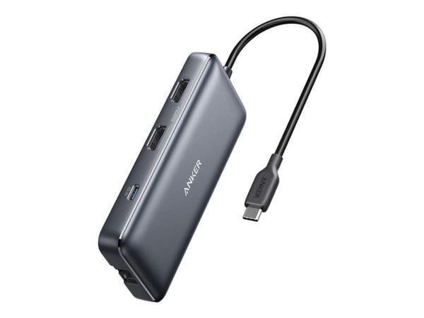 Anker PowerExpand 8-in-1 USB-C PD Media Hub - Dokkingstasjon - USB-C - 2 x HDMI - 1GbE