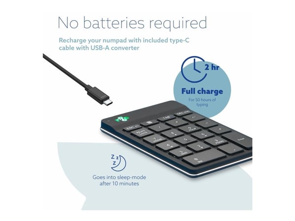 R-Go Numeric keyboard Compact break - Tastegruppe - trådløs - Bluetooth 2.0 - svart