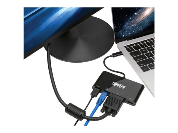 Eaton Tripp Lite Series USB 3.1 Gen 1 USB-C Adapter Converter Thunderbolt 3 Compatible 4K @ 30Hz - HDMI, VGA, USB-A Hub Port and Gigabit Ethernet, ...