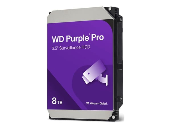 WD Purple Pro WD8002PURP - Hårddisk - 8 TB - övervakning, smart video - inbyggd - 3.5" - SATA 6Gb/s - 7200 rpm - buffert: 256 MB